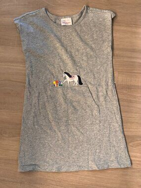 Hanna Andersson Girls Gray Cotton Shift DRESS horse floral size 130 cm US 8